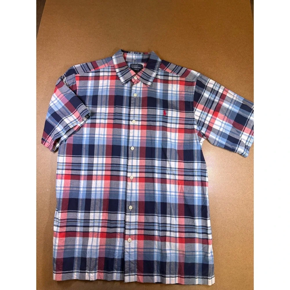 Polo Ralph Lauren Short‎ Sleeve Button Down Plaid Shirt Boys/Youth XL (18-24)